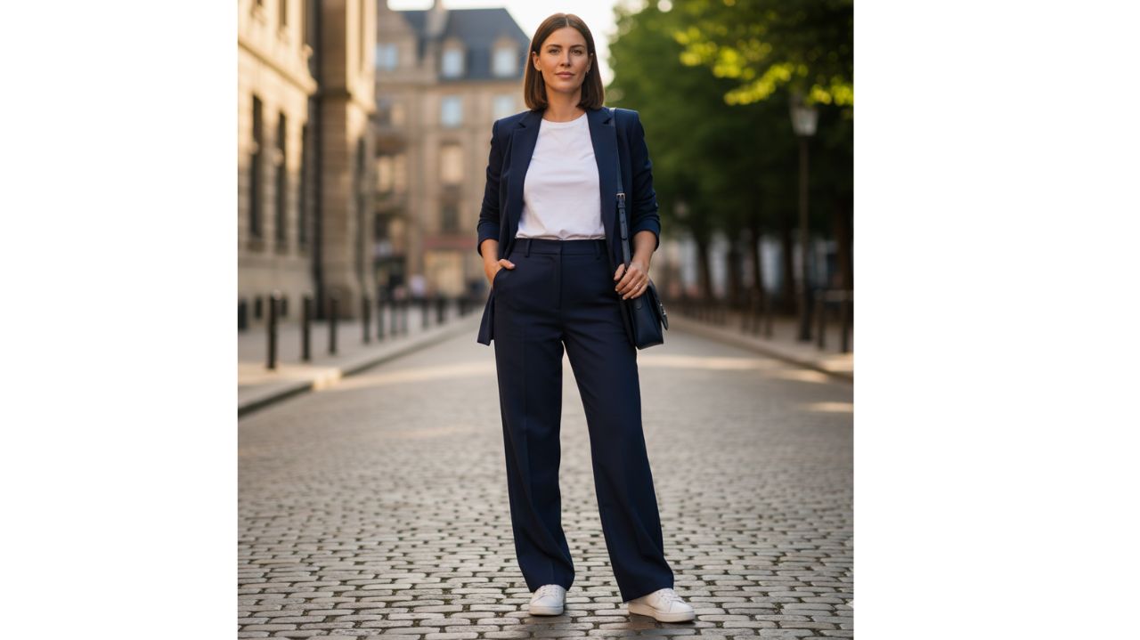 what to wear with navy pants