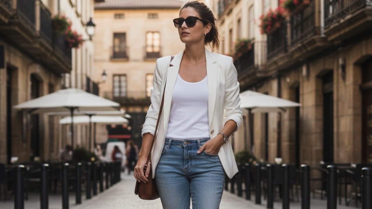 white blazer outfit